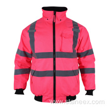 Women Black Bottom Thermal Safety High Visibility Jacket